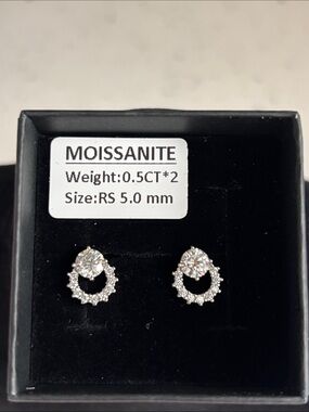 Moissanite Halo Circle Stud Earrings